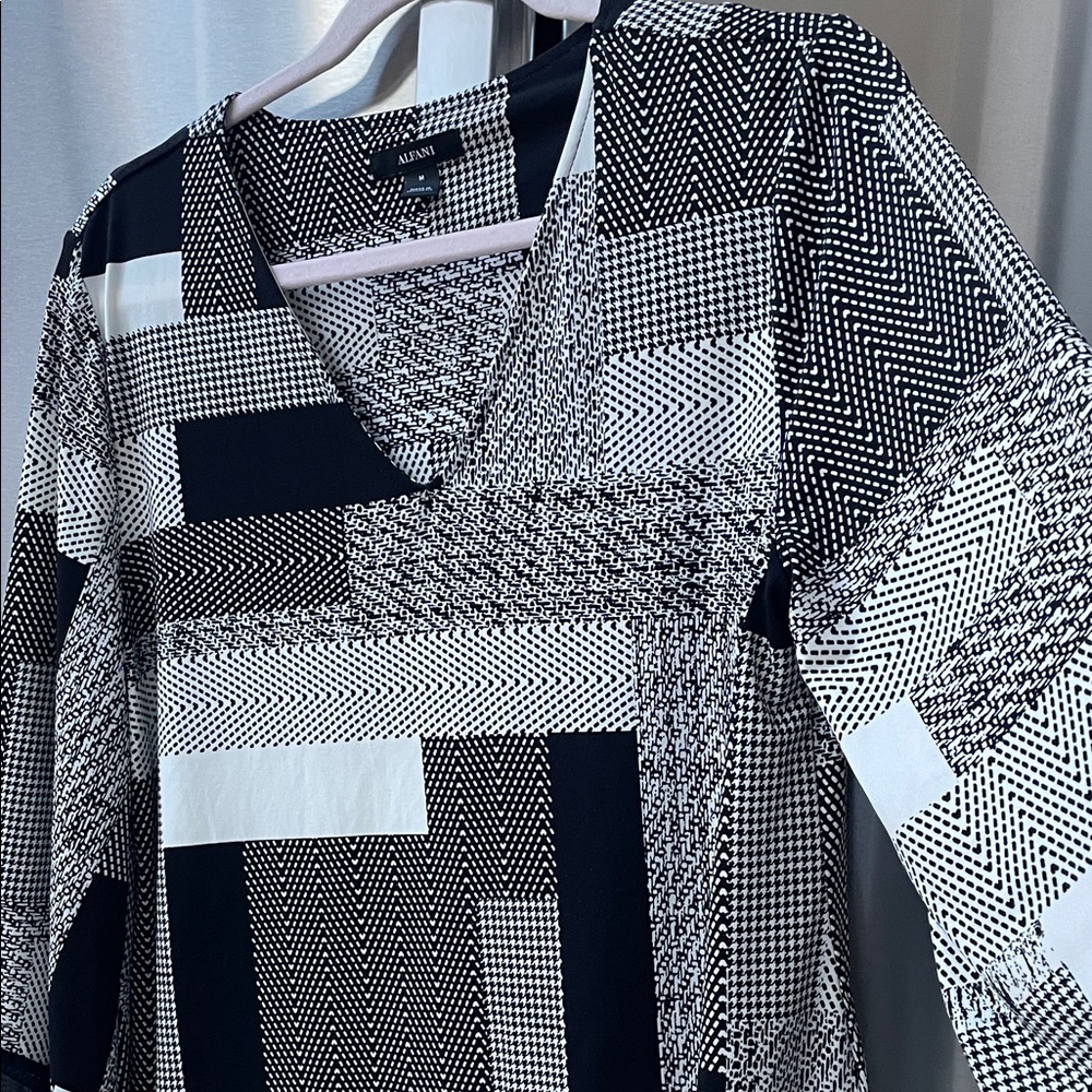 Alfani Monochrome Patchwork Blouse - image 4